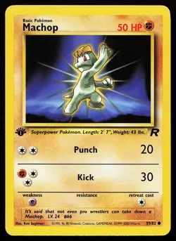 Machop 59/82 Common 1st Edition Team Rocket Pokemon Card - Image 1