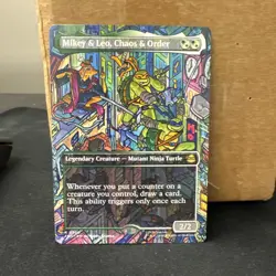 Mikey & Leo, Chaos & Order - Borderless R 0200 MTG Teenage Mutant Ninja Turtles - Image 1