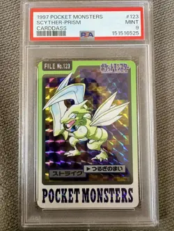 PSA 9 1997 POCKET MONSTERS CARDDASS #123 SCYTHER-PRISM - Image 1