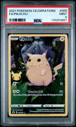 Pokemon TCG Pikachu 005/025 Celebrations Holo PSA 9 Mint - Image 1