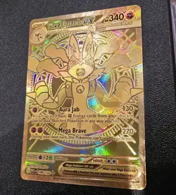 Pokemon MEGA LUCARIO EX 188/132 Mega Evolution GOLD SECRET RARE *Very Clean* - Image 2