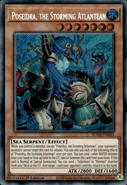 Poseidra, The Storming Atlantean - Secret Rare 1st Ed. SUDA-EN016 - NM - YuGiOh - Image 1