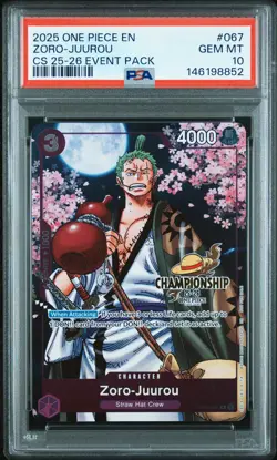 2025 ONE PIECE CHAMP 2025-26 EVENT PACK #067 ZORO-JUUROU PSA 10 - Image 1