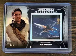 2021 Topps Star Wars Masterwork Poe Dameron Black Royal Mail Stamp Card #/5 - Image 1