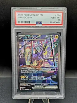 2023 Pokemon Miraidon ex 244/198 SIR PSA 10 – SMALL CASE CRACK (CARD CLEAN) - Image 1