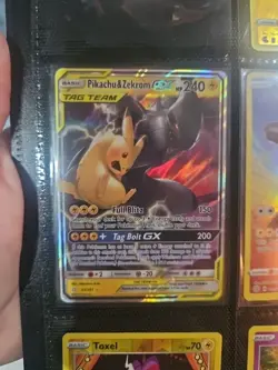 Pokemon Pikachu & Zekrom GX TAG TEAM Ultra Rare Sun & Moon 33/181 240 HP Card - Image 2