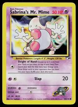 Pokemon Card Gym Heroes Sabrina's Mr. Mime 94/132 Unlimited Common - Image 1