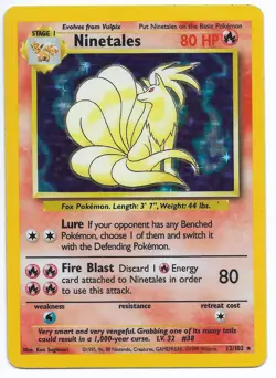 Pokemon TCG Ninetales Holo Unlimited Rare Card Base Set 12/102 PSA 8 - Image 1