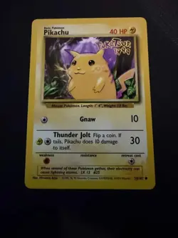 Pikachu PokeTour 1999 Australia Exclusive Gold Stamp Pokemon Card LP With A Dent - Image 1