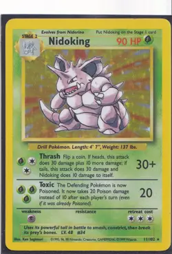Pokemon TCG Nidoking Base Set 11/102 Holo Vintage Card - LP - Image 1