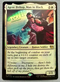 Agent Bishop, Man in Black *FOIL* NM - Teenage Mutant Ninja Turtles MTG TMNT #2 - Image 1