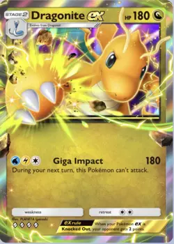 Pokemon TCG Pocket Dragonite ex Holo EX 180 HP Giga Impact Card English - Image 1