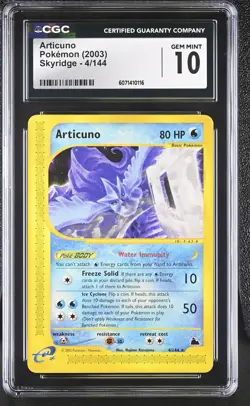CGC 10 GEM MINT Articuno 2003 Skyridge 4/144 Pokemon Card - Image 1
