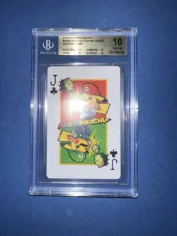 BGS 10 PRISTINE MARIO PIKACHU PLAYING CARDS JACK OF CLUBS POKEMON CENTER 2016! - Image 2