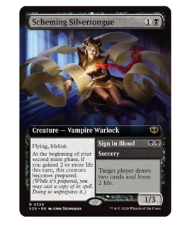 Scheming Silvertongue - Extended Art Secrets of Strixhaven MTG - Image 1