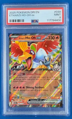 2025 POKEMON DRI EN-DESTINED RIVALS #039 ETHAN'S HO-OH EX PSA 9 - Image 1