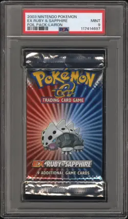 2003 NINTENDO POKEMON EX RUBY & SAPPHIRE BOOSTER PACK LAIRON PSA MINT 9 - Image 1