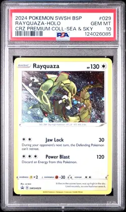 2024 POKEMON BLACK STAR PROMOS COSMOS HOLO SWSH029 RAYQUAZA PSA 10 - Image 1