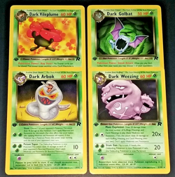 1ST EDITION POKEMON TEAM ROCKET DARK ARBOK GOLBAT VILEPLUME AND WEEZING NON HOLO - Image 1