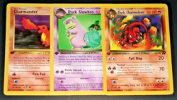 1ST EDITION POKEMON TEAM ROCKET DARK SLOWBRO DARK CHARMELEON CHARMANDER NON HOLO - Image 1