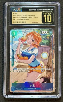 2024 One Piece Nami P-053 Premium Booster JPN Promo CGC 10 Pristine Borderless - Image 1