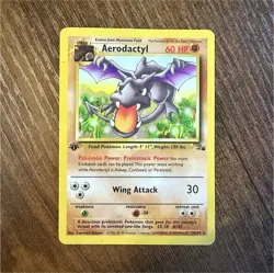 Pokemon Aerodactyl 16/62 Rare 1st Edition Fossil Regular 60HP 30 Attack Card - Image 1