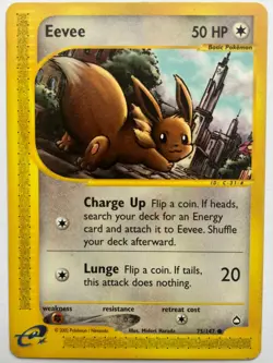 Pokemon Eevee Non-Holo Aquapolis Card 75/147 WOTC - Image 1