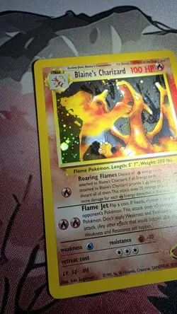 Pokemon Blaine's Charizard Gym Challenge Holo Card 2/132 LP *Partial SWIRL* - Image 3