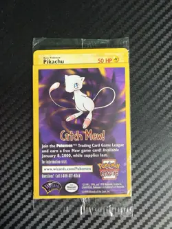 Pikachu Pokemon The First Movie Promo Card Sealed 1999 WB Gold Stamp Catch Mew - Image 2
