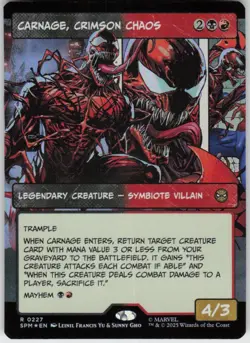 GGC-10 Foil Carnage, Crimson Chaos (Borderless) 227 Rare Marvel's Spider-Man NM - Image 1