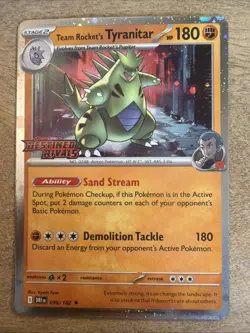 Pokemon TCG Team Rocket's Tyranitar Destined Rivals Prerelease Stamped 96/182 NM - Image 1