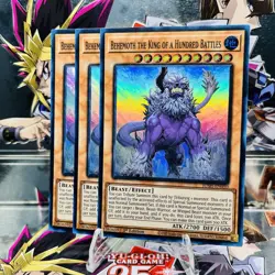 3x Yugioh Playset Behemoth the King of a Hundred Battles JUSH-EN050 Super Rare - Image 1