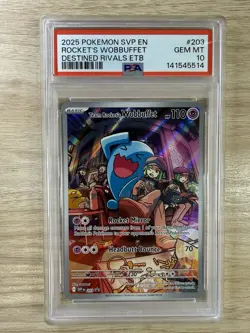 2025 POKEMON DESTINED RIVALS ELITE TRAINER BOX TEAM ROCKET'S WOBBUFFET PSA 10 - Image 1
