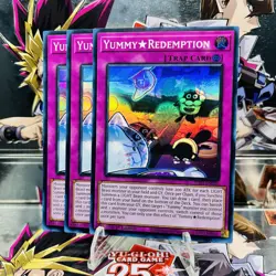 3x Yugioh Playset YummyRedemption JUSH-EN026 Super Rare 1st Ed Near Mint - Image 1