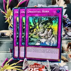 3x Yugioh Playset Dracotail Horn JUSH-EN010 Super Rare 1st Ed Near Mint - Image 1