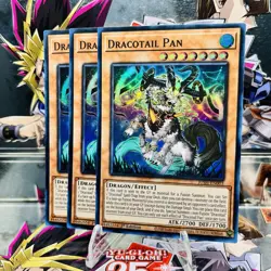 3x Yugioh Playset Dracotail Pan JUSH-EN003 Super Rare 1st Ed Near Mint - Image 1