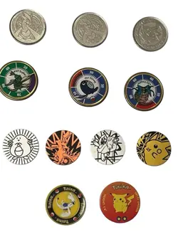 Pokemon Vintage Coins Mixed Lot 12 Pikachu Lugia Metal -Battling -TCG Plus LOOK! - Image 1