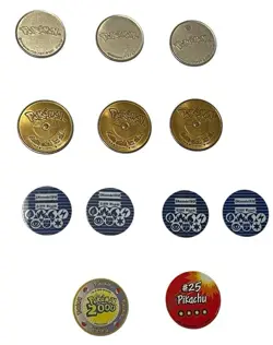 Pokemon Vintage Coins Mixed Lot 12 Pikachu Lugia Metal -Battling -TCG Plus LOOK! - Image 2