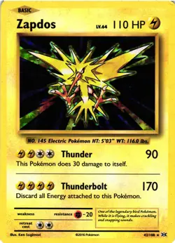 Pokemon TCG XY Evolutions Zapdos 42/108 Holo LP - Image 1
