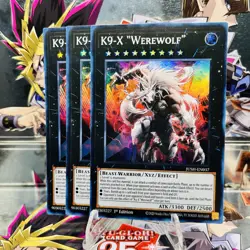 3x Yugioh Playset K9-X "Werewolf" JUSH-EN037 Super Rare 1st Ed Near Mint - Image 1