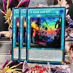 3x Yugioh Playset "A Case for K9" JUSH-EN040 Super Rare 1st Ed Near Mint - Image 1