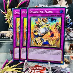 3x Yugioh Playset Dracotail Flame JUSH-EN011 Super Rare 1st Ed Near Mint - Image 1