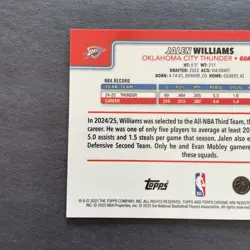 2025-26 Topps Chrome Jalen Williams #187 X-Fractor - Thunder - Image 3