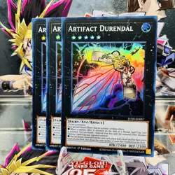 3x Yugioh Playset Artifact Durendal JUSH-EN057 Super Rare 1st Ed Near Mint - Image 1
