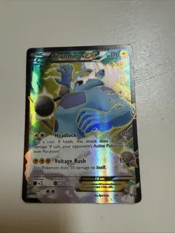 Pokemon TCG Thundurus EX Roaring Skies Holo Full Art Ultra Rare Card 98/108 - Image 1