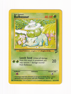 Bulbasaur 067/130 Base Set 2 Common Pokemon Card WOTC Vintage Light Played LP - Image 1