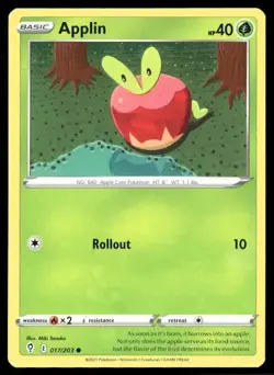 2021 Evolving Skies Set Pokemon Card 017 Applin NM - Image 1