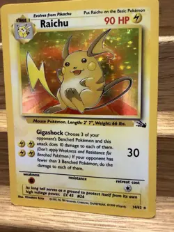 Pokemon TCG Raichu Fossil Holo Rare Card 14/62 - Image 3