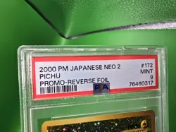 SWIRL-2000 Pokemon Japanese Neo 2 Pichu Promo Reverse Foil #172 PSA 9 Mint - Image 5