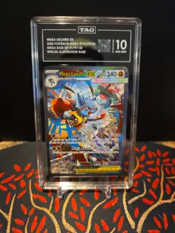 Pokemon Mega Lucario EX 179/132 Me01 Special Illustration Rare Holo TAG 10 - Image 1